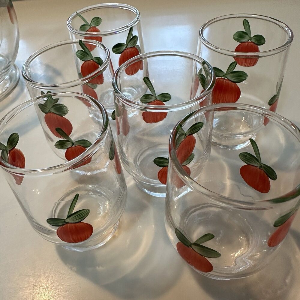 Vintage 7 Piece Set - Juice Pitcher/6 Glasses Hand Painted - Picture 5 of 10